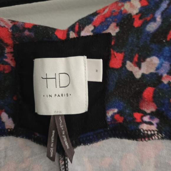 HD in Paris Navy Floral Long-Sleeve Fit & Flare Dress with Red and Blue Accents - Picture 6 of 11